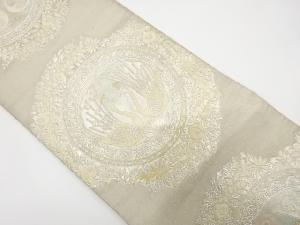 アンティーク　向かい孔雀に華紋模様織り出し袋帯(材料)